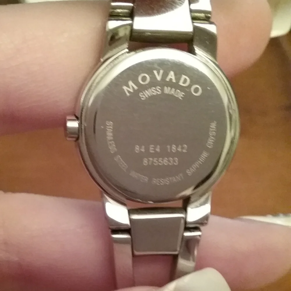 Movado Women's Bangle Silver & Black Face Watch